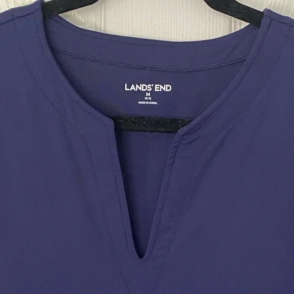 Lands End Navy Long Sleeve Dress w/ Scalloped Laser Cut Eyelet Hem - Size M NWOT - Picture 3 of 4